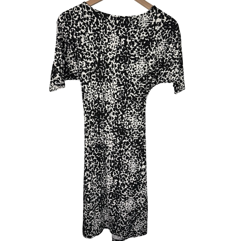 Ann Taylor Womens XS Black White Animal Print Twist Front Sheath Dress NWT - Picture 5 of 6